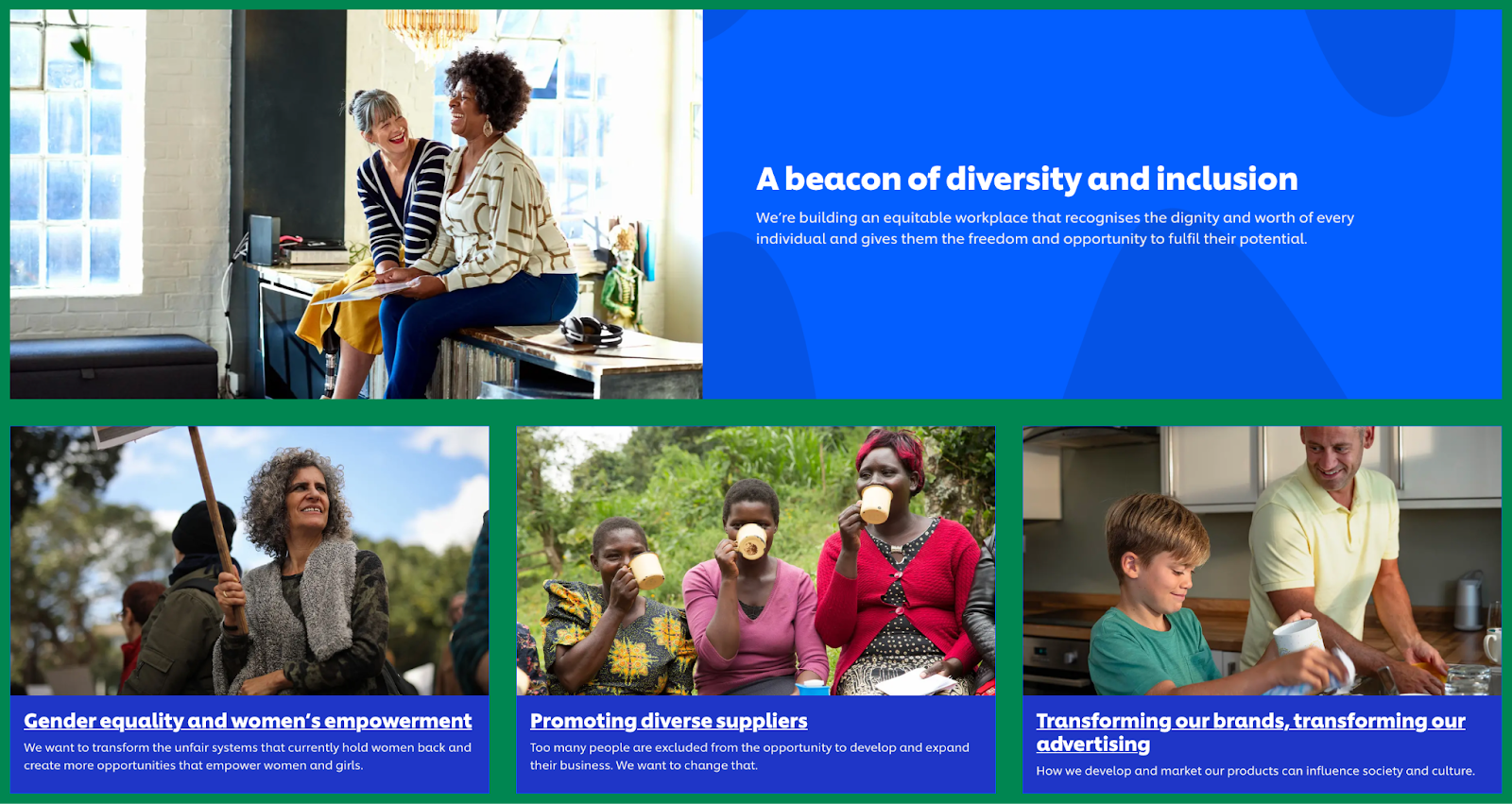 Unilever s'enorgueillit d'une main-d'œuvre diversifiée.